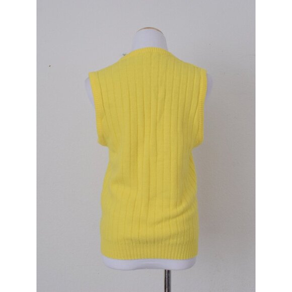 Vintage 70s Yellow Acrylic‎ Knit Vest - Picture 3 of 10